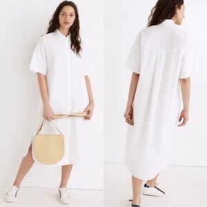 MADEWELL Oversized Midi Shirtdress White Cotton Poplin Sz XXS Minimalist Neutral